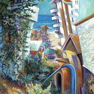 Stairs to Blue Chairs, Mexico Print