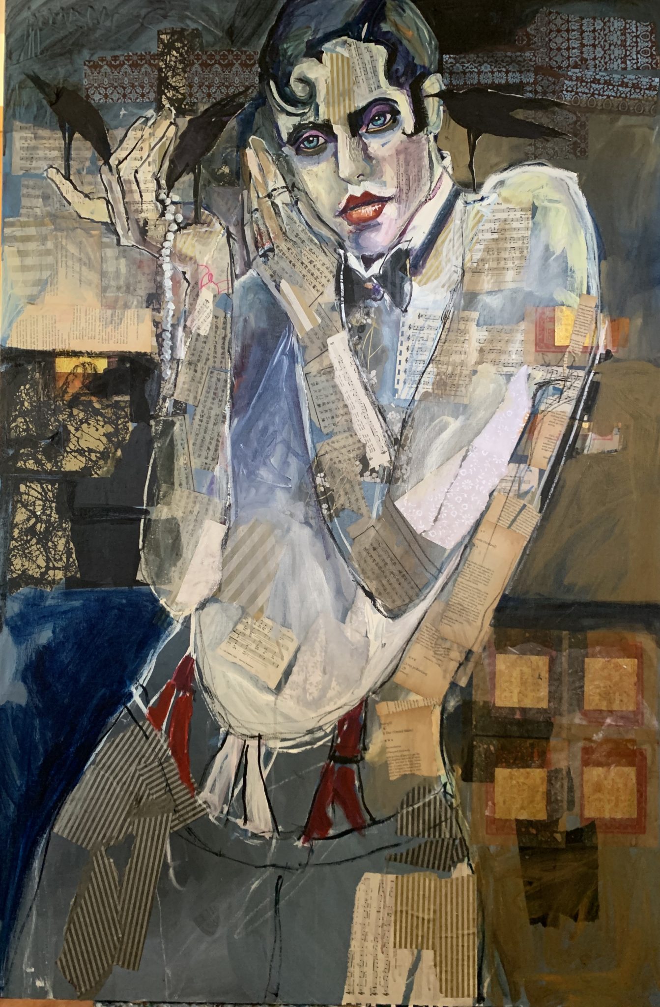 abstract collage figure painting