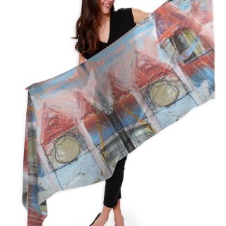 cashmere shawl peach/blue