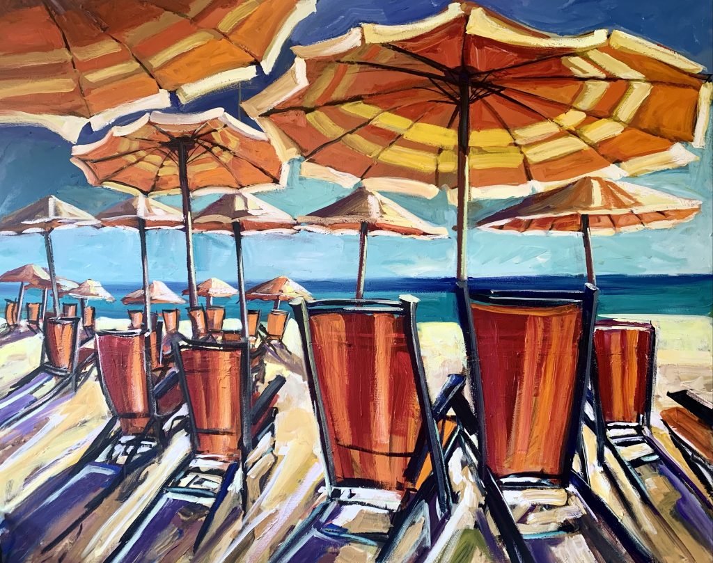 Seaside umbrella paintings