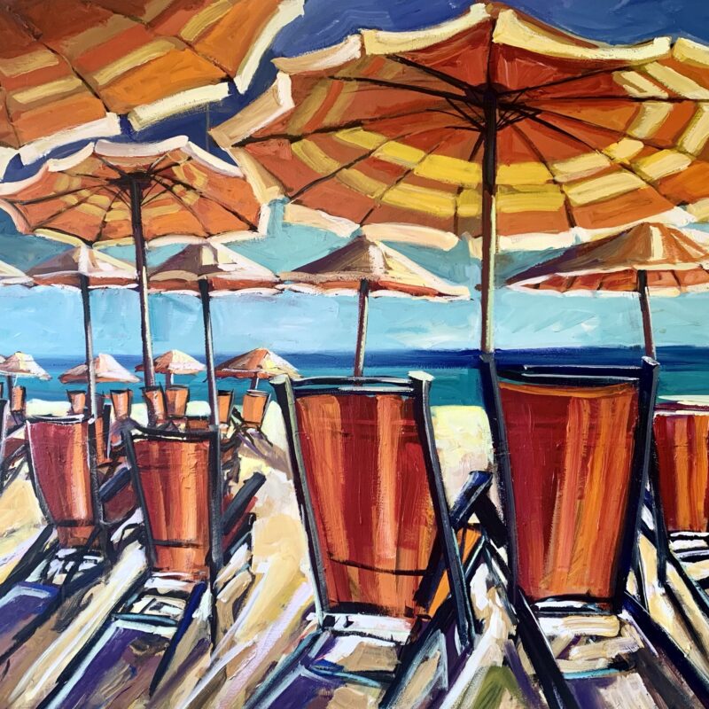 Seaside umbrella paintings