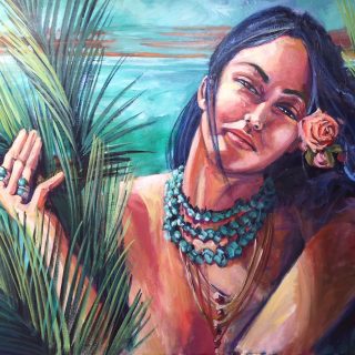 painting hawaiian woman