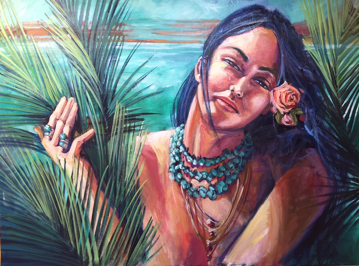 painting hawaiian woman
