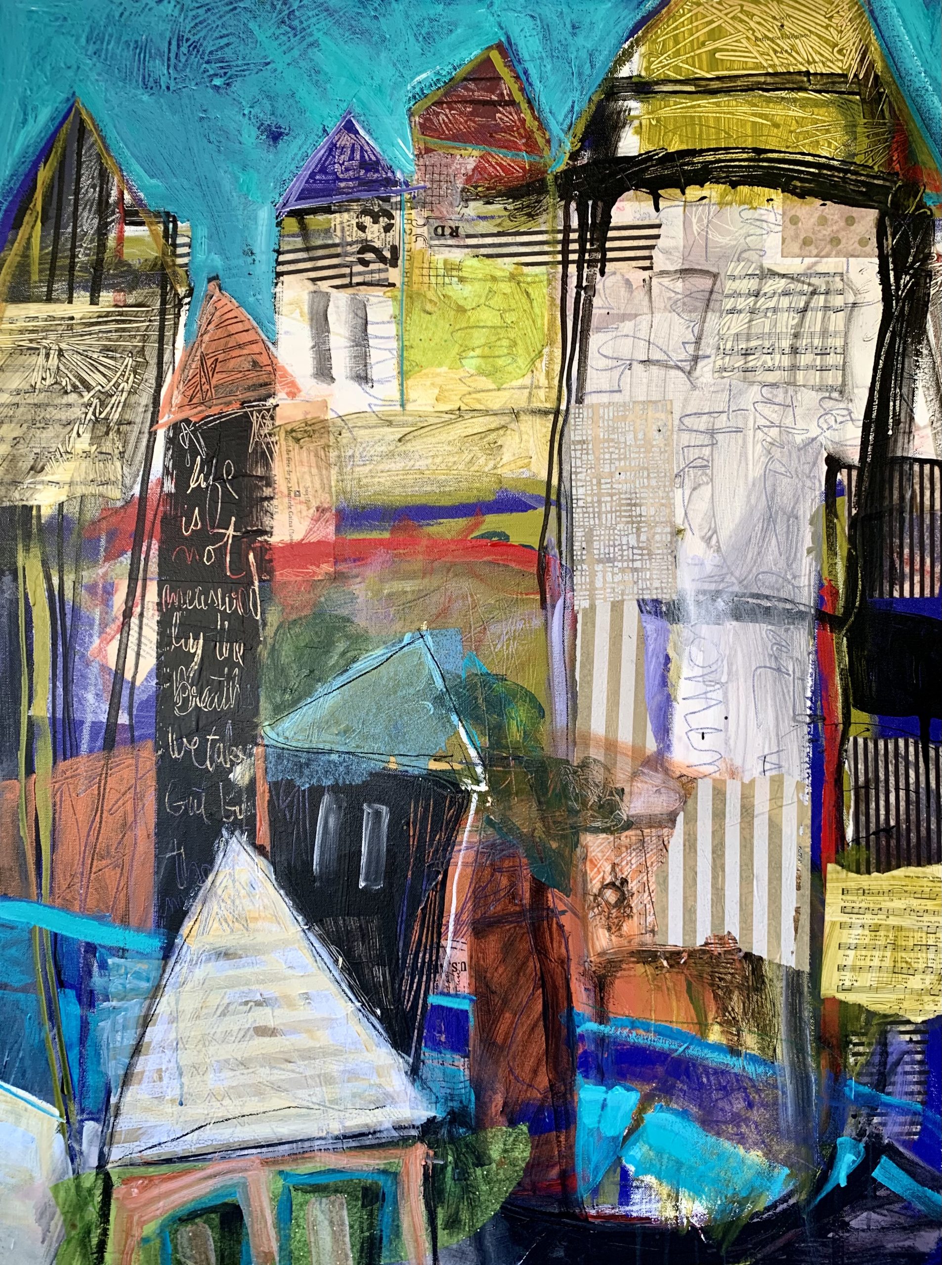 a village abstract painting