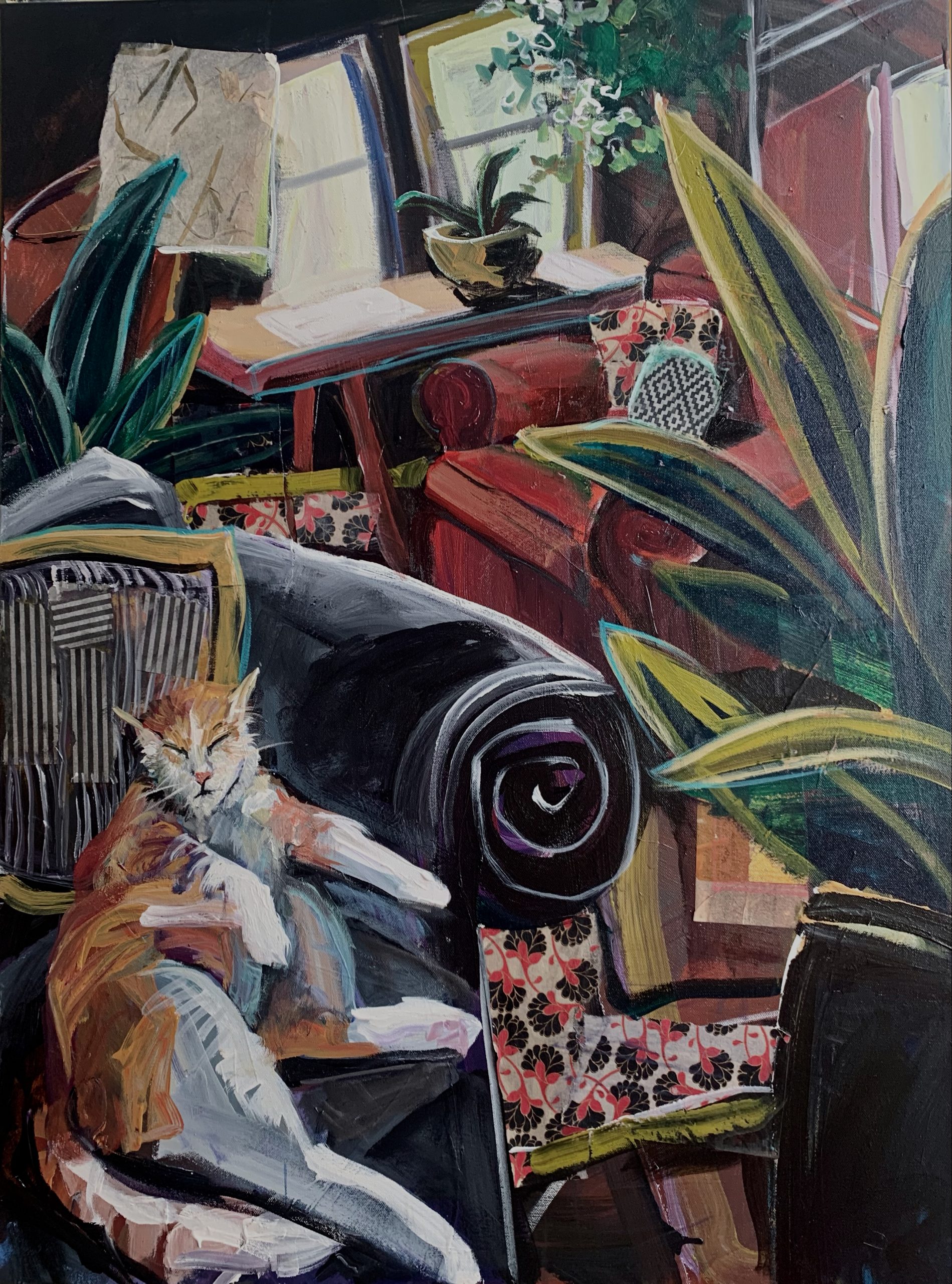 painting whimsical interior cats