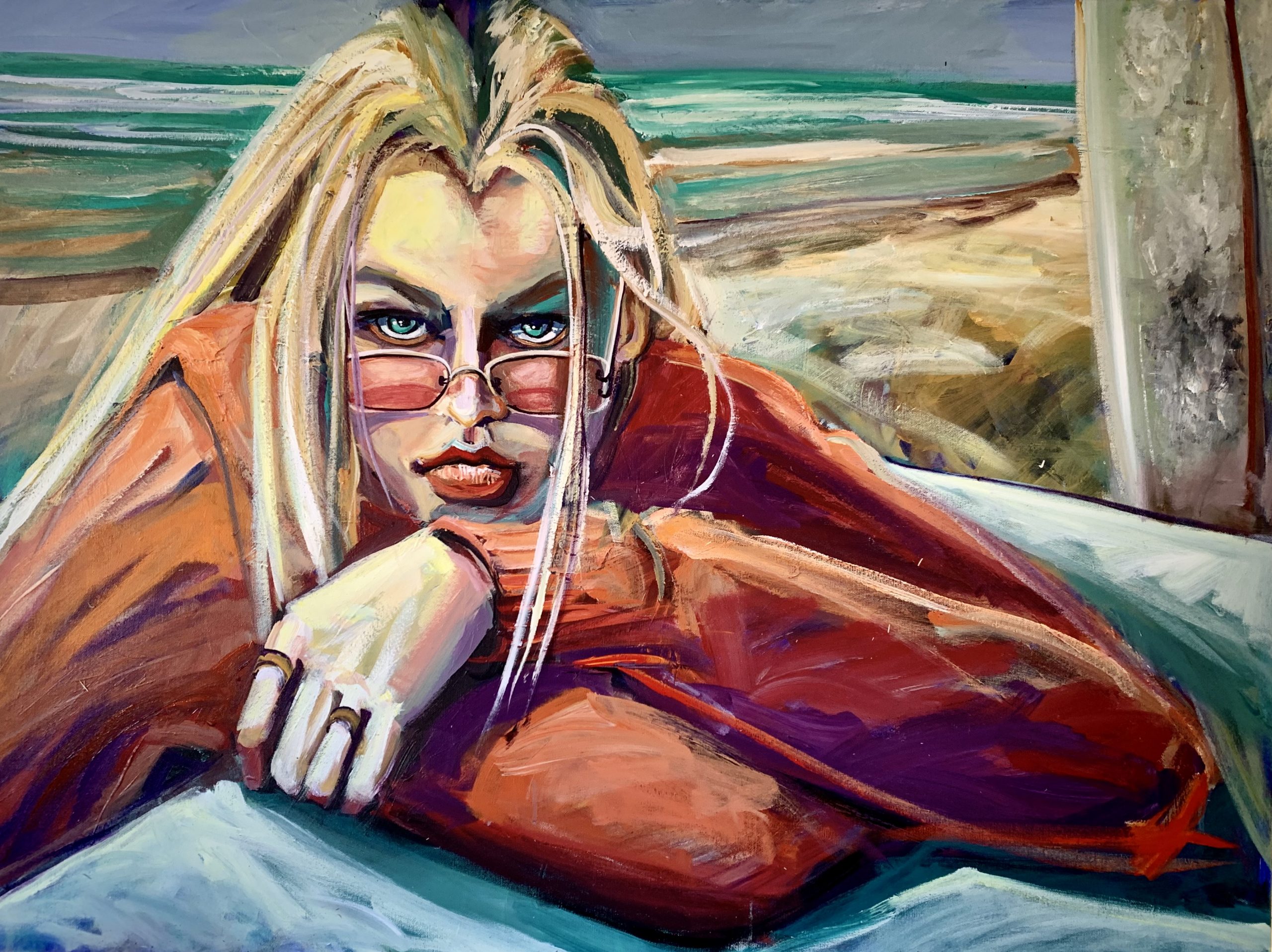 paintings surfer girls