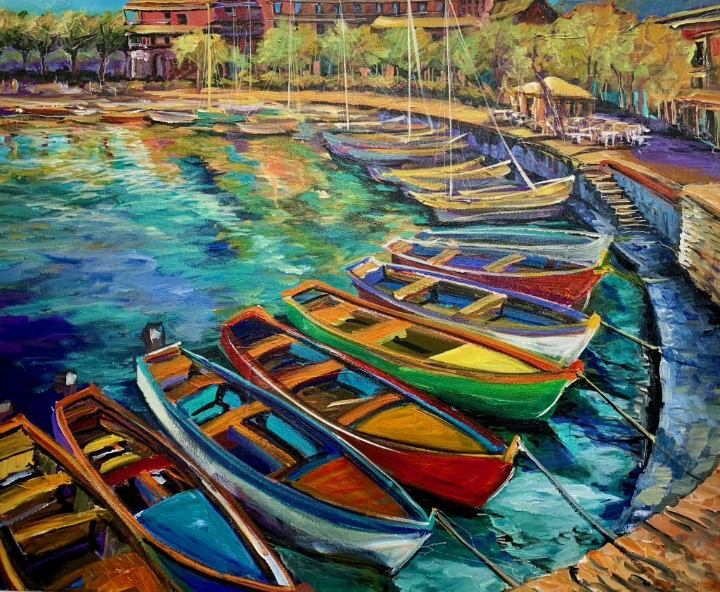 FISHING BOATS ITALY PAINTING