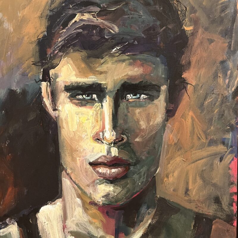 beautiful young man painting