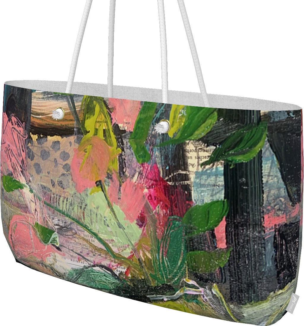 abstract flower designer totebag