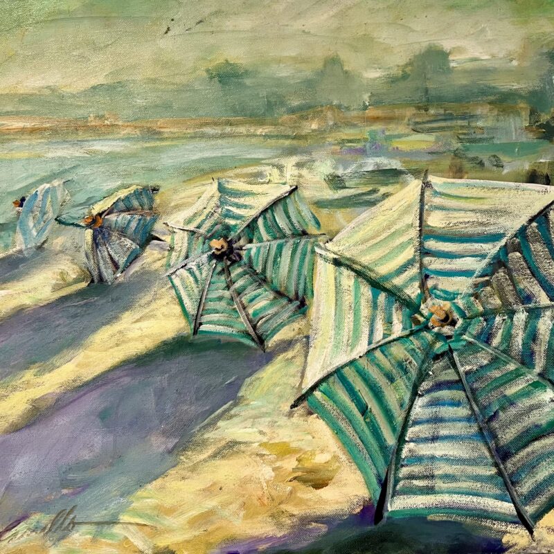 beach umbrella canvas painting