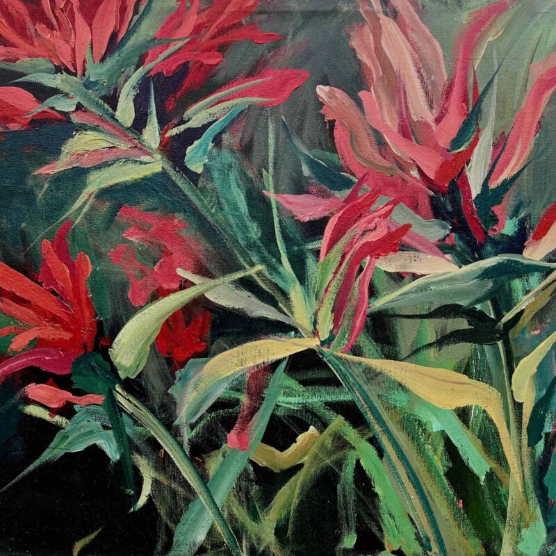 painting of flowers on canvas