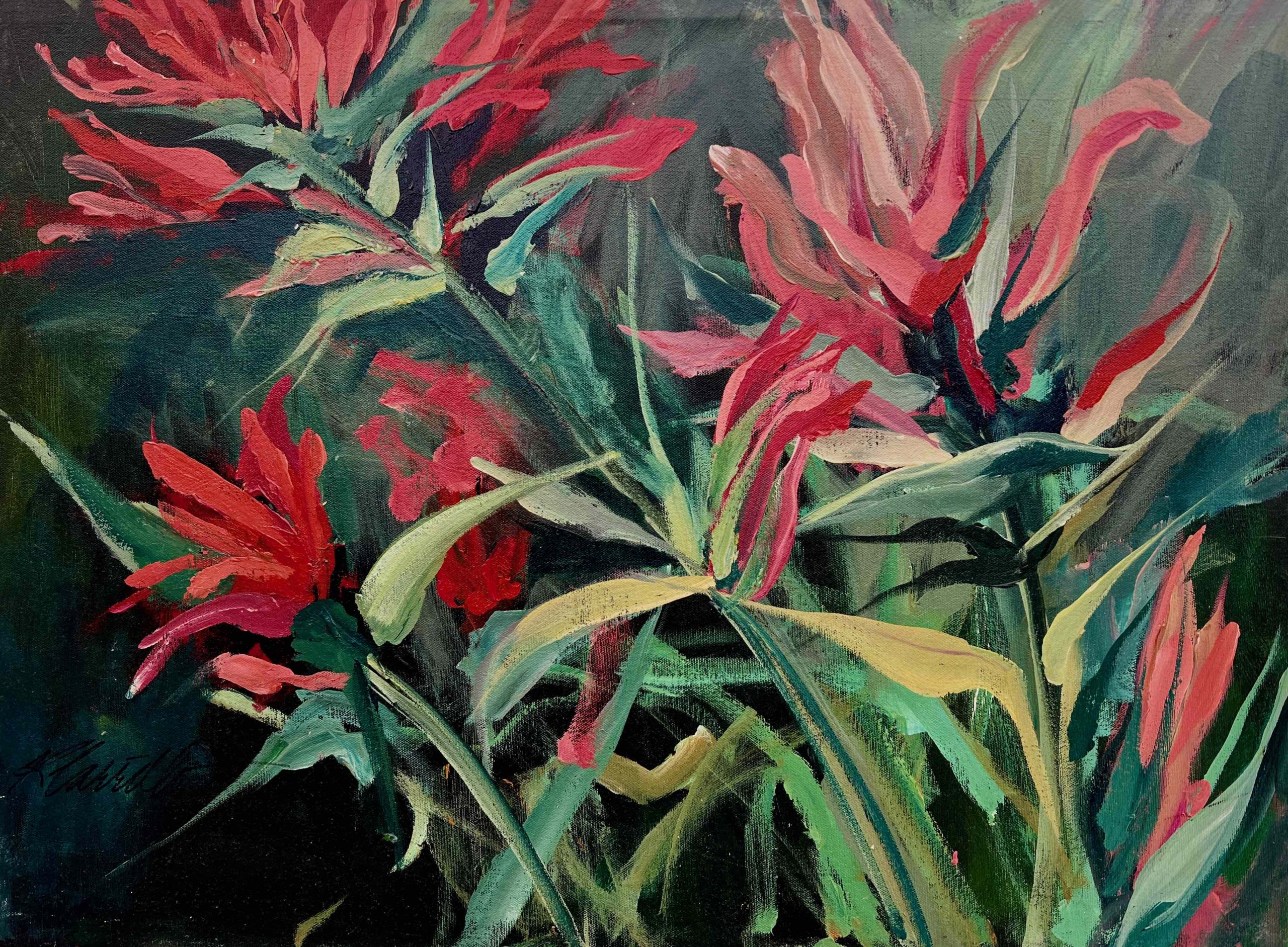 painting of flowers on canvas