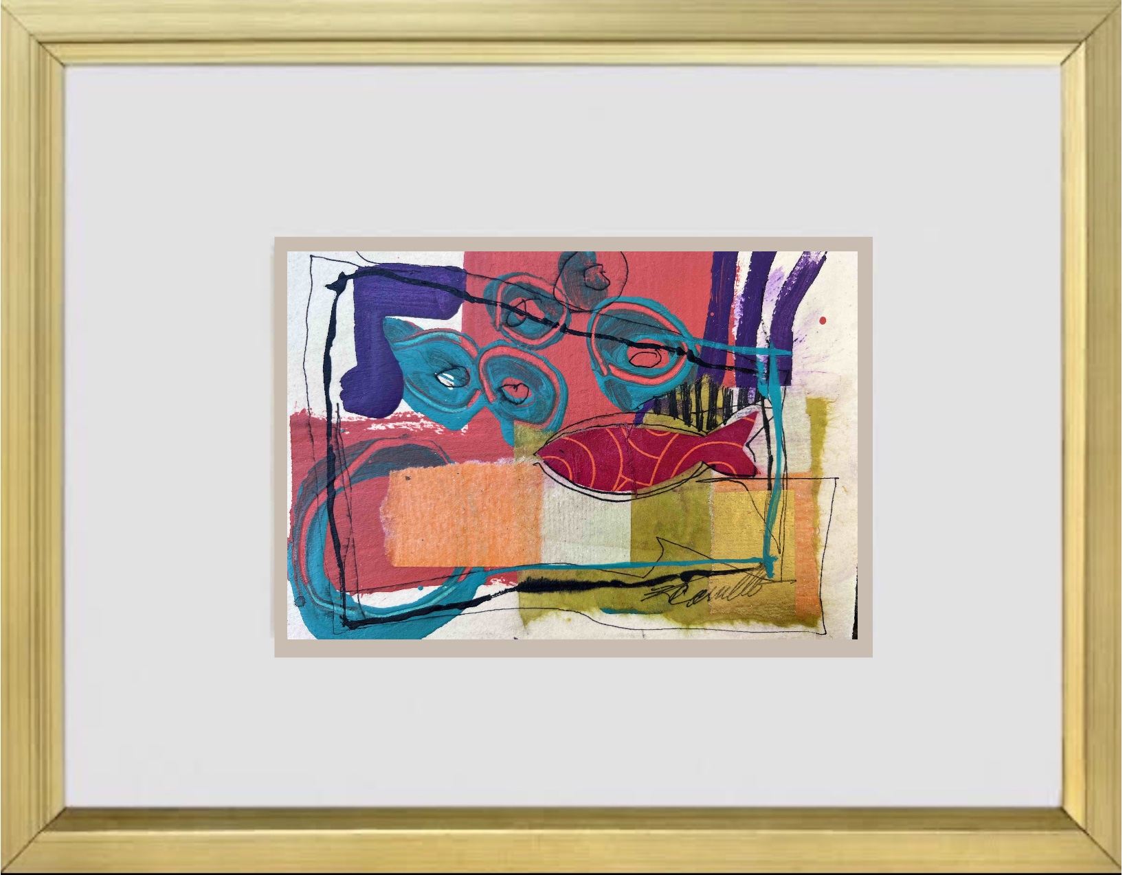 small framed abstract painting