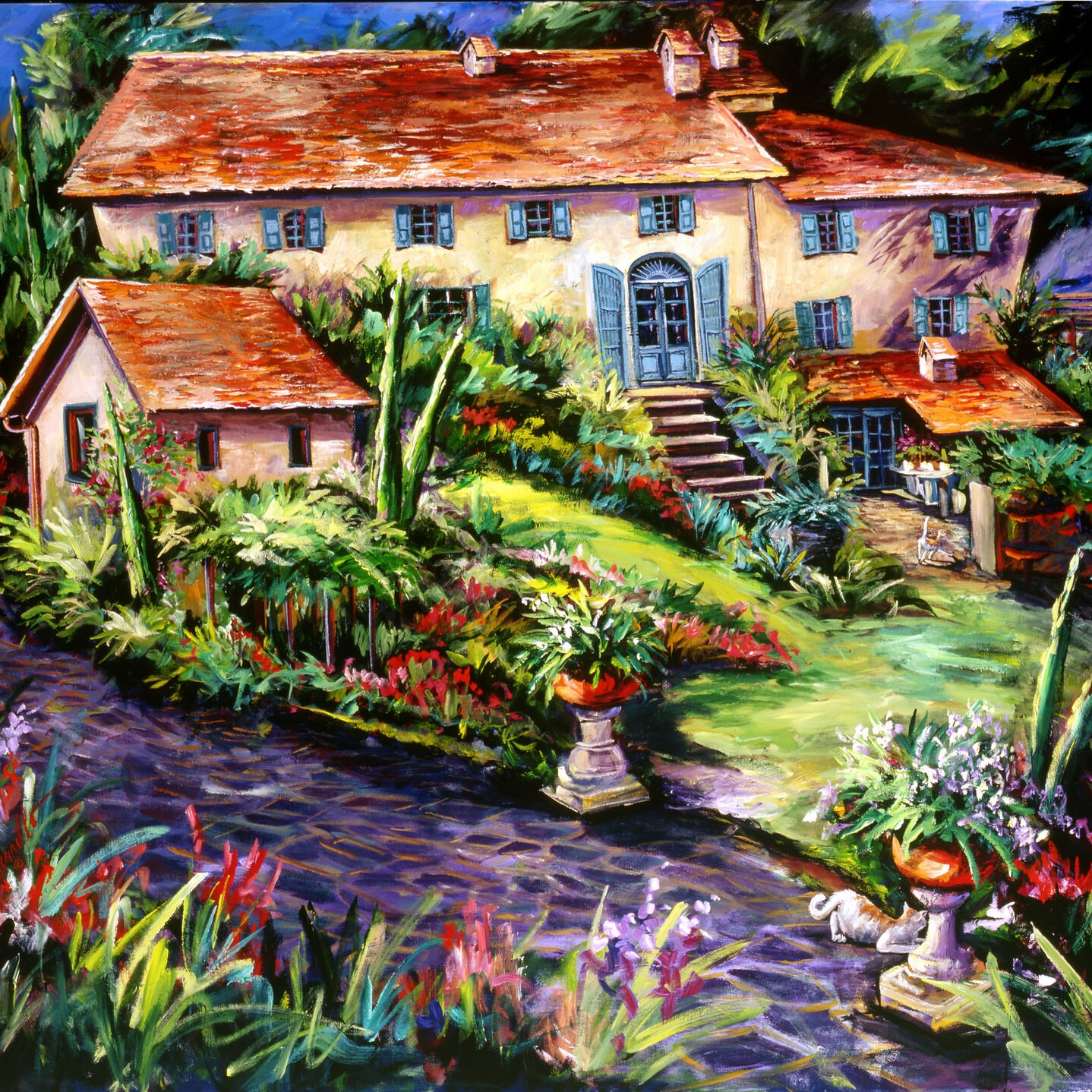 small fine art print italy, tuscan villa