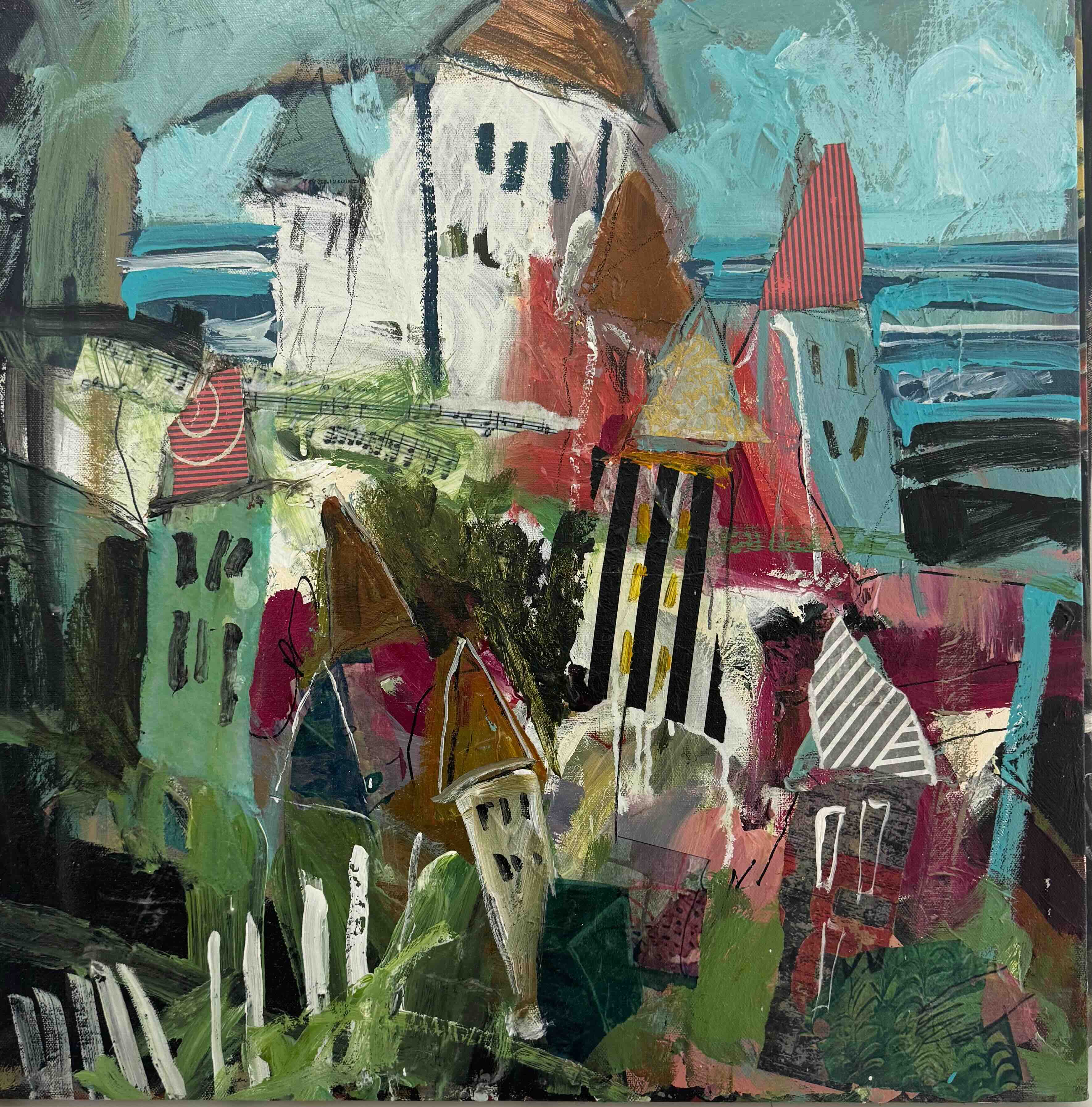 village by the sea painting