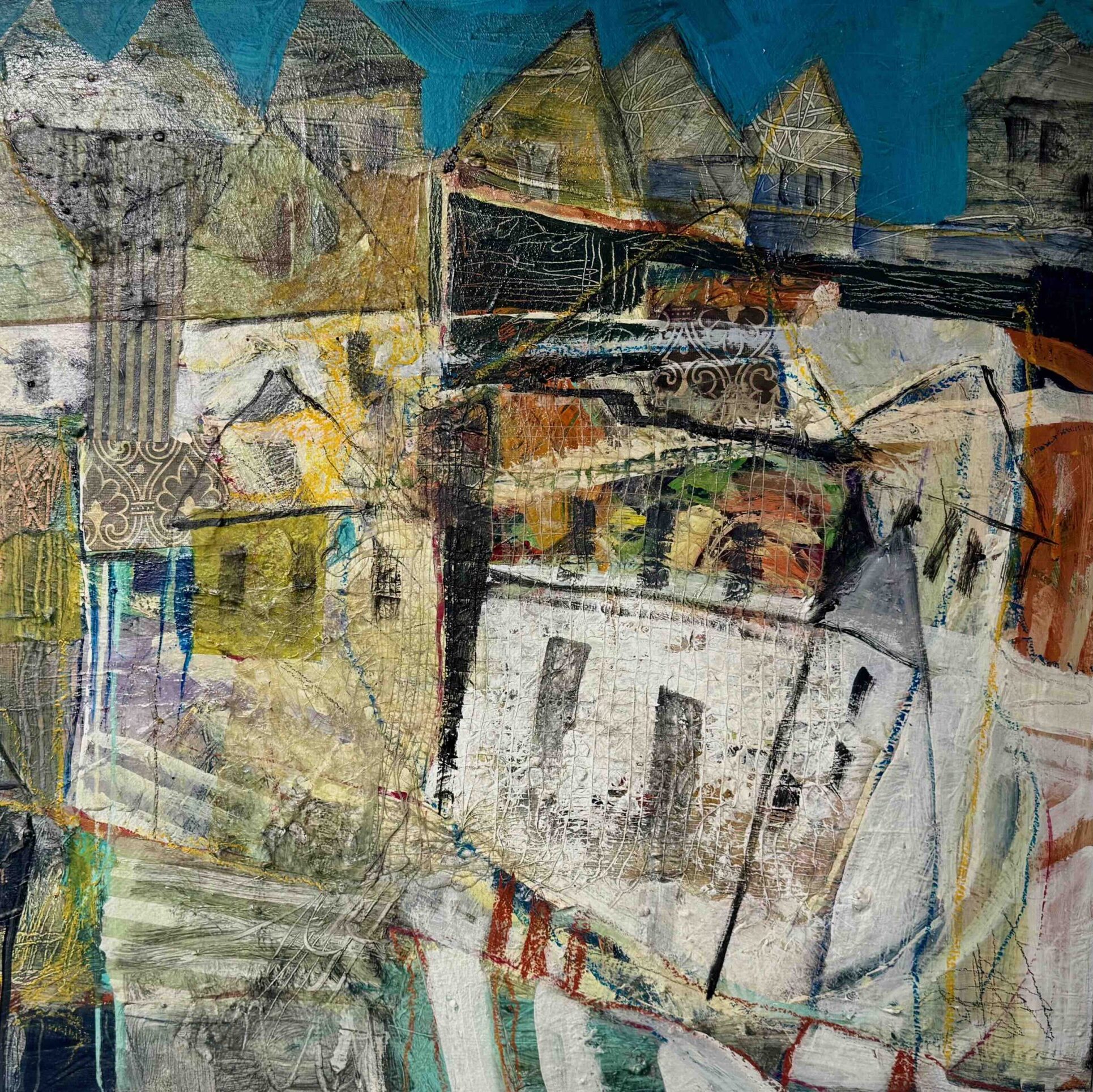 abstract village painting kathleen carrillo