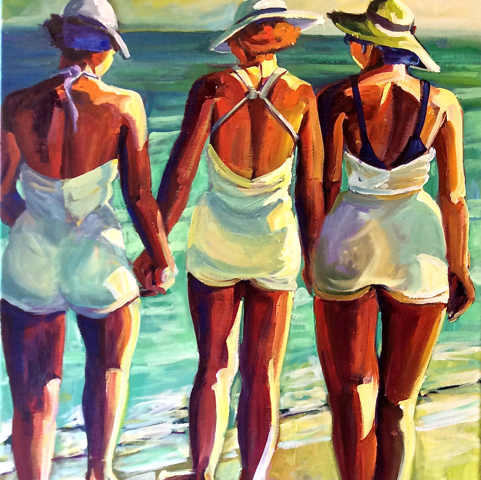 paintings friends at the beach